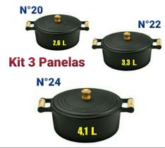 Jogo de Panelas de Ferro Entrega Rápida kit N20 + N22 + N24 Jogo de Panelas de Ferro Entrega Rápida kit N20 + N22 + N24