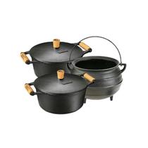 Jogo de Panelas de Ferro Fundido Caçarolas 4,5 e 6 e Caldeirão 4 Litros