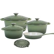 Jogo de Panelas de Ferro Fundido Esmaltado 4 Peças Verde