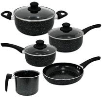 Jogo de Panelas de Indução Antiaderente Cerâmica Berlim Preta 5 peças - Hauskraft Jogo de Panelas de Indução Antiaderente Cerâmica Berlim Preta 5 peças - Hauskraft