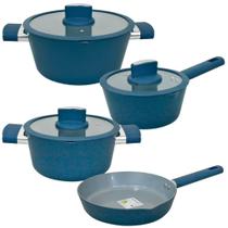 Jogo de Panelas de Indução Antiaderente Cerâmica Chicago Azul 4 peças - Casambiente Jogo de Panelas de Indução Antiaderente Cerâmica Chicago Azul 4 peças - Casambiente