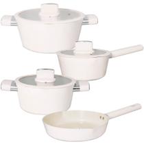 Jogo de Panelas de Indução Antiaderente Cerâmica Chicago Branca 4 peças - Casambiente Jogo de Panelas de Indução Antiaderente Cerâmica Chicago Branca 4 peças - Casambiente