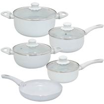 Jogo de Panelas de Indução Antiaderente Cerâmica Madrid Cinza 5 peças - Hauskraft Premium