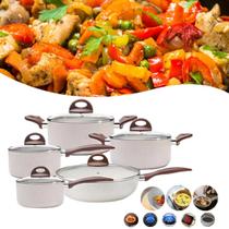 Jogo De Panelas De Indução Cerâmiclife Vanilla 5pcs Brinox com frigideira wok 28cm Jogo De Panelas De Indução Cerâmiclife Vanilla 5pcs Brinox com frigideira wok 28cm