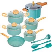 Jogo de Panelas de Indução Com Panela de Pressão CeramicLife Botanika 9 Peças - Brinox Jogo de Panelas de Indução Com Panela de Pressão CeramicLife Botanika 9 Peças - Brinox