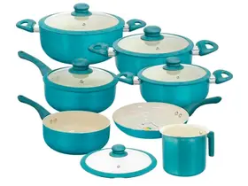 Jogo de Panelas de induçao Revestimento Cerâmica Genebra Plus 7 Peças - Casambiente