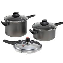 Jogo De Panelas De Pressão 2 Em 1 Fechamento Externo