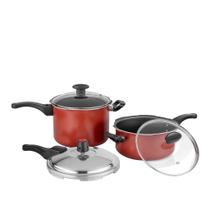 Jogo De Panelas de Pressão 3L e 4,5L Antiaderente Multifuncional Tampa de Vidro Temperado