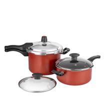 Jogo De Panelas de Pressão 3L e 4,5L Multifuncional Antiaderente Tampa de Vidro Temperado