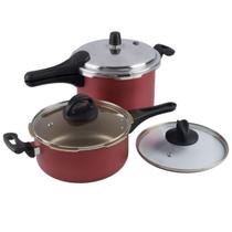 Jogo De Panelas De Pressão Antiaderente 3L E 4,5L Cereja