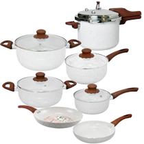 Jogo de Panelas e Panela de Pressão Antiaderente Cerâmica Vanilla Florença 7 peças - Hauskraft Vista Home
