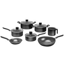 Jogo de Panelas Ebony Antiaderente Pro-Flon 7 Peças Preto Brinox - 7190/401