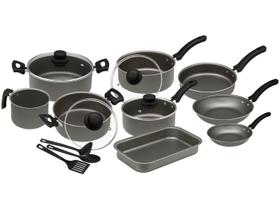 Jogo de Panelas Eirilar Antiaderente de Alumínio Grafite 12 Peças Facility