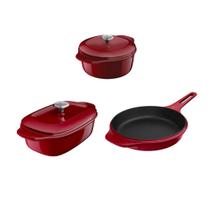 Jogo de Panelas Electrolux de Ferro Fundido Esmaltado Vermelha Expert com 3 Peças Jogo de Panelas Electrolux de Ferro Fundido Esmaltado Vermelha Expert com 3 Peças