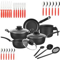 Jogo De Panelas Elegan 33 Peças Com Talheres - Vermelhos