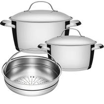 Jogo De Panelas Em Aço Inox Fundo Triplo 3 Peças Tramontina Allegra Jogo De Panelas Em Aço Inox Fundo Triplo 3 Peças Tramontina Allegra