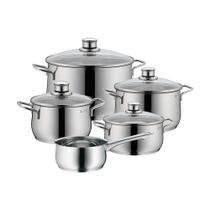 Jogo de panelas em aço inox WMF Diadem para Indução 5 Peças prata Jogo de panelas em aço inox WMF Diadem para Indução 5 Peças prata
