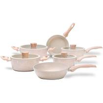 Jogo De Panelas Em Cerâmica Sirius Antiaderente Indução Vanilla 06 Peças