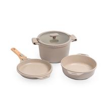 Jogo de Panelas Empilhável Brinox Loft 7 Peças Antiaderente Ceramic Life, Cabo Removível e Fundo de Indução - Areia Jogo de Panelas Empilhável Brinox Loft 7 Peças Antiaderente Ceramic Life, Cabo Removível e Fundo de Indução - Areia