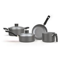 Jogo de panelas enjoy antiaderente 4 peças cinza com tampa