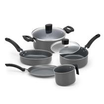 Jogo de panelas enjoy antiaderente 5 peças cinza com tampa