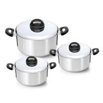 Jogo de Panelas Eterna 3 Peças em Alumínio Polido Nigro Jogo de Panelas Eterna 3 Peças em Alumínio Polido Nigro