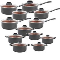 Jogo de Panelas Feirinha Topázio 12 Peças Cinza Range Brinox - 7233/490 Jogo de Panelas Feirinha Topázio 12 Peças Cinza Range Brinox - 7233/490