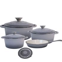Jogo de Panelas Ferro Fundido Esmaltado 4 peças Cinza Jogo de Panelas Ferro Fundido Esmaltado 4 peças Cinza