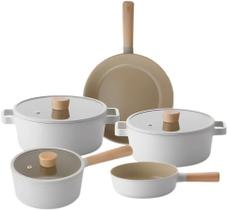 Jogo De Panelas Fika 5 Peças Revestimento Cerâmico Neoflam Cor Pérola EK-FI-5PMX