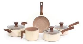 Jogo De Panelas Fogão Indução Antiaderente Cerâmica 5 Peças Mimo Crema