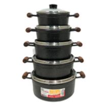 Jogo de Panelas Fundidas Cava 5 Peças Tampas de Vidro