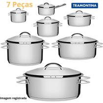 Jogo De Panelas Fundo Triplo Inox Tramontina 7 Peças Jogo De Panelas Fundo Triplo Inox Tramontina 7 Peças