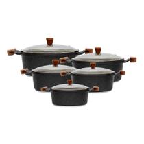 Jogo de Panelas Gourmet Alumínio Antiaderente Granito 16 a 24cm Javali Jogo de Panelas Gourmet Alumínio Antiaderente Granito 16 a 24cm Javali