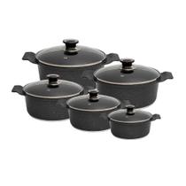 Jogo de Panelas Gourmet Alumínio Antiaderente Granito 16 a 24CM Javali Jogo de Panelas Gourmet Alumínio Antiaderente Granito 16 a 24CM Javali