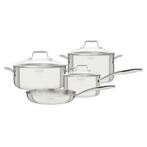 Jogo de Panelas Grano 4 Peças em Aço Inox com Corpo Triplo e Tampa de Vidro Tramontina 65140/004