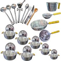 Jogo De Panelas Grossas Alumínio Batido 20 Peças Completo Jogo De Panelas Grossas Alumínio Batido 20 Peças Completo