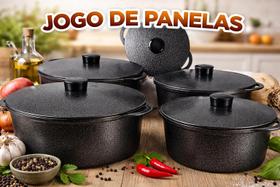 Jogo de Panelas Grossas Alumínio Fundido Batido com tampa fundida, Fundilar, Belmar Jogo de Panelas Grossas Alumínio Fundido Batido com tampa fundida, Fundilar, Belmar