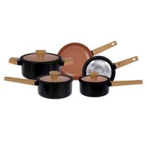 Jogo de Panelas Hauskraft Revestimento Ceramico Indução 5 Peças Gourmet Preto