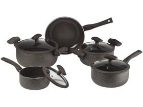 Jogo de Panelas Hercules Antiaderente Cerâmico - de Alumínio Marrom 5 Peças Soft Touch PA300-5PMA