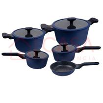 Jogo de Panelas Hercules Marine Revestimento Ceramico Indução 5 Peças Antiaderente Azul