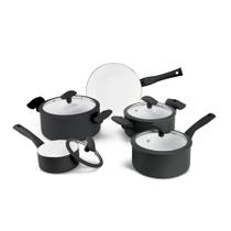 Jogo de Panelas Hercules Revestimento Ceramico Indução 5 Peças Antiaderente Preto Jogo de Panelas Hercules Revestimento Ceramico Indução 5 Peças Antiaderente Preto