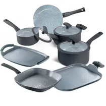 Jogo de Panelas Hercules Revestimento Ceramico Indução 7 Peças Antiaderente Cinza Jogo de Panelas Hercules Revestimento Ceramico Indução 7 Peças Antiaderente Cinza