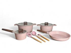 Jogo de Panelas Indução 14 Peças Rosa Cerâmica Antiaderente Jogo de Panelas Indução 14 Peças Rosa Cerâmica Antiaderente