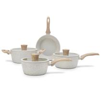 Jogo de Panelas Indução 4 Peças Vanilla em Alumínio e Revestimento Cerâmico Antiaderente Sirius Brinox