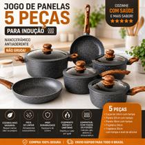 Jogo De Panelas Indução 5 Peças Antiaderente Granito Premium Jogo De Panelas Indução 5 Peças Antiaderente Granito Premium