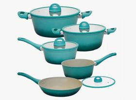 Jogo De Panelas Indução 5 Peças Rev Cerâmico Verde Miami Casambiente
