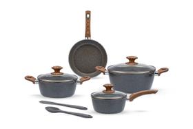 Jogo de Panelas Indução 6 Pçs Pro-Ceramic Premium Marble Wood Brinox