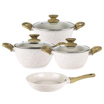 Jogo de Panelas Indução Antiaderente Cerâmica 4 Peças Bege