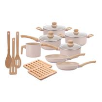 Jogo de Panelas Indução Antiaderente, Fundo Triplo, Revestimento Cerâmico, Alumínio Ecoglide e Tampas de Vidro Jogo de Panelas Indução Antiaderente, Fundo Triplo, Revestimento Cerâmico, Alumínio Ecoglide e Tampas de Vidro