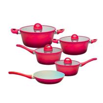 Jogo De Panelas Indução Antiaderente Miami Vermelha 5 Peças - CASAMBIENTE